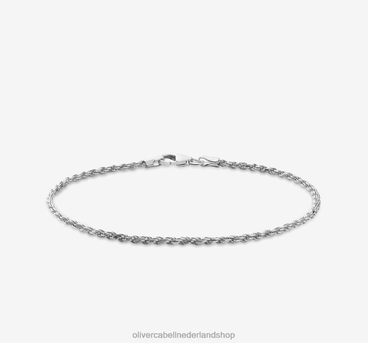 accessoires PTD2V229 zilver Heren Oliver Cabell 2mm touw ketting armband